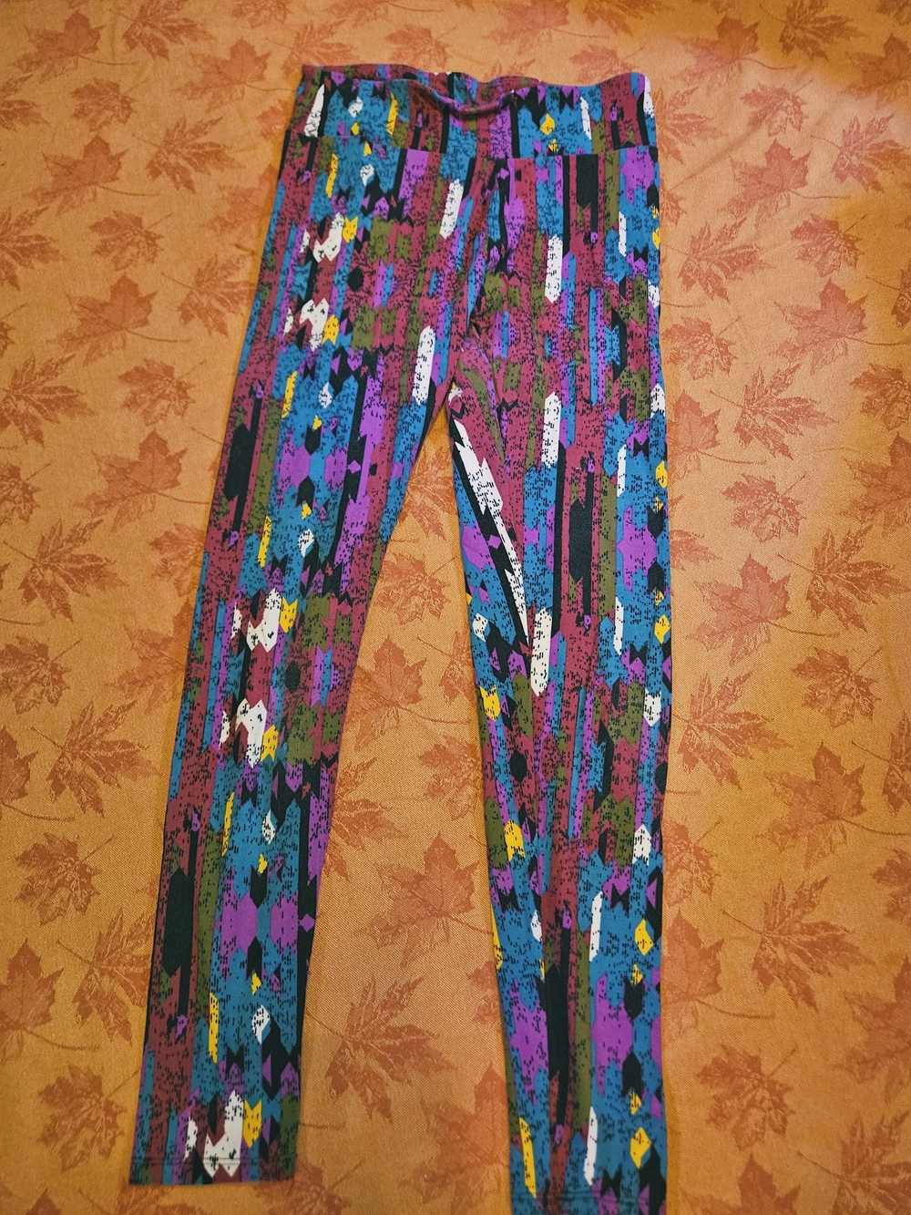 Classic LuLaRoe Bright Purple Teal & Black Aztec Print Women's Leggings